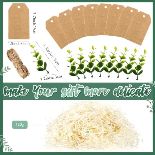 Crtiin 8 Pack Gift Boxes with Lids, 8x8x4 Inch Forest Green Bridesmaid Proposal Gift Box with Shredded Paper, Twine, Tags & Eucalyptus Leaves for Presents, Wedding, Birthday, Christmas, Baby Shower