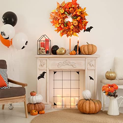24" harvest fall wreaths for front door outside,autumn showing dimensions
