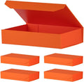 orange gift boxes with lids 12x8x2.5 inches, foldable, main product view