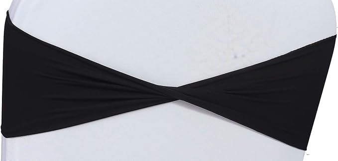 VDS Pack of 75 PCS | Black | Spandex Chair Sashes Bows Without Buckle | Stretch Elastic Banquet Universal Folding Chair Band Tie with for Wedding Party Conference Celebration Event Decoration