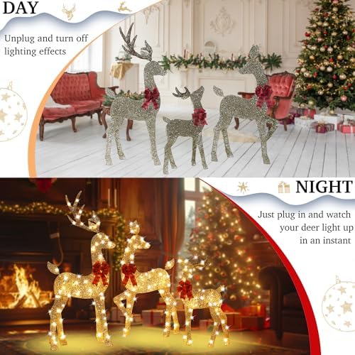 48 inch 2.5d gold lighted christmas deer decorations showing dimensions