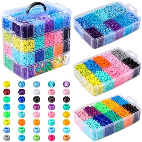 baderke 16000 pcs pony beads bulk with clear on a desk or shelf