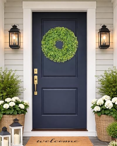 ddhs 20" boxwood wreaths front door, artificial spring on a desk or shelf
