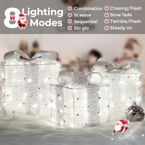 christmas lighted gift boxes 140 leds christmas decoration, front angle view