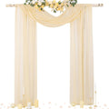 Socomi Champagne Sheer Wedding Arch Draping Fabric 29" x 20Ft 2 Panels Outdoor Curtain Drapes Extra Long for Bridal Baby Shower Ceremony Birthday Party Decor
