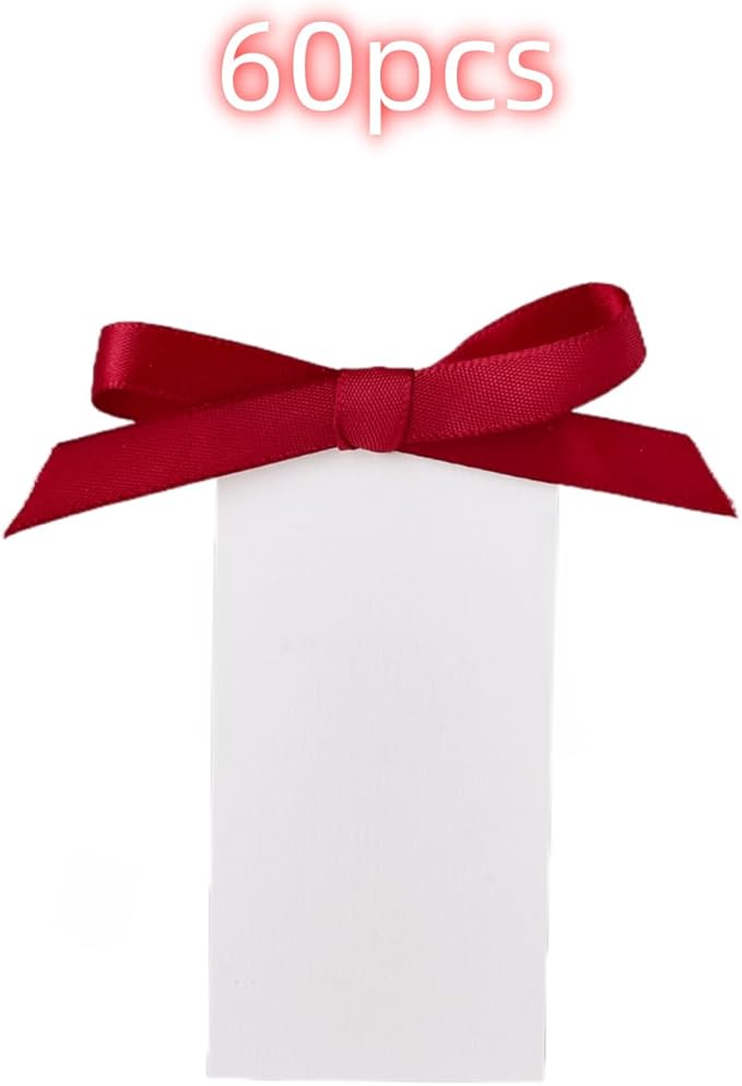 60pcs Name Cards for Table Setting, Place Cards, Wedding Place Cards.Wedding Name Tags.Present Tags with String Attached.and Reserved Signs for Wedding Seating.(Red)