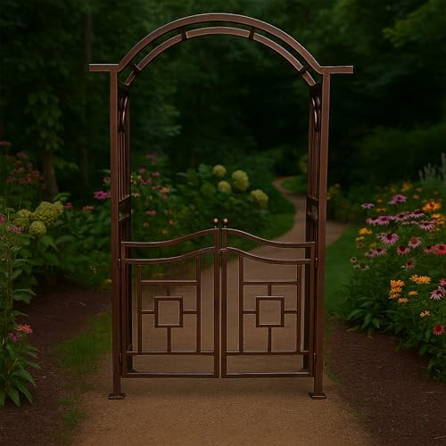 oakland living bronze aluminum garden arbor arch with shown in use