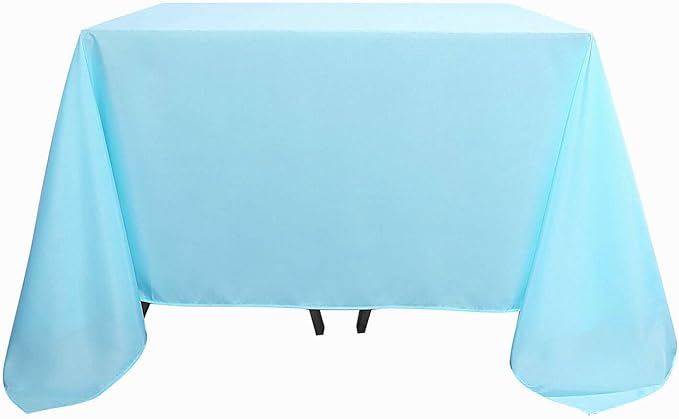 Efavormart 90" Square Polyester Table Overlay for Wedding Kitchen Dining Events - Blue