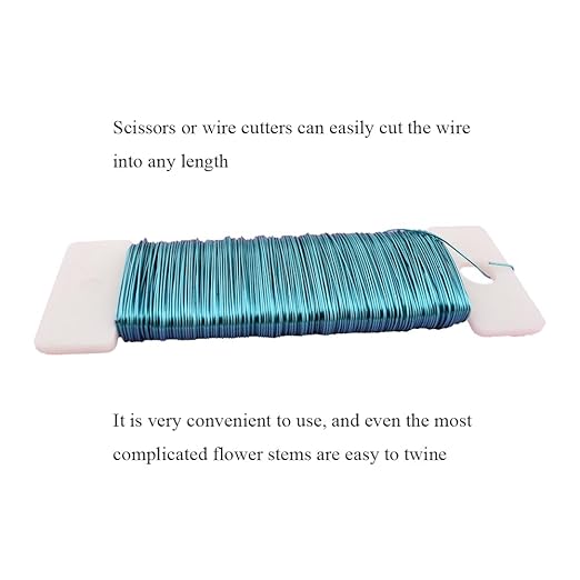 HAHIYO 26Gauge Blue Metal Floral Wire - 1 Roll, 38 Yards (115 Feet) - Flexible Paddle Wire for Craft, Christmas Wreath, Flower Arrangement, Bouquet Wrapping, Wedding, DIY
