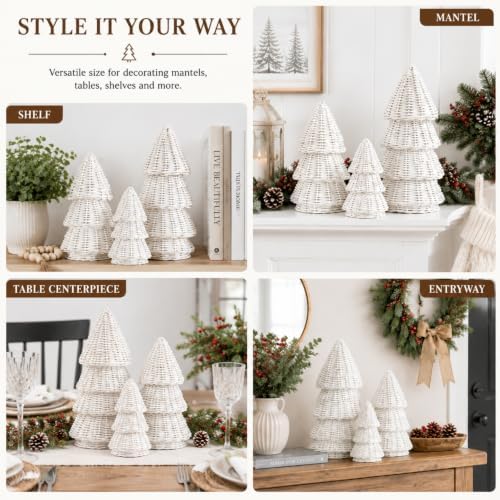 miniinflat 3 pcs woven rattan christmas tree decor showing dimensions