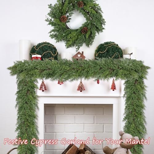 artgar 6 ft christmas cedar garland - realistic, front angle view