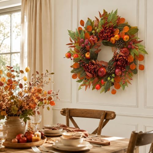 svndlyn 22 inch fall front door wreath with, view 9