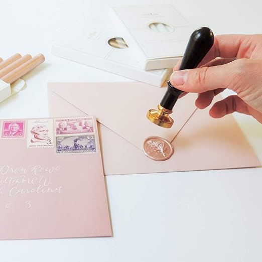 UNIQOOO Mailable Glue Gun Sealing Wax Sticks for Wax Seal Stamp - Copper Rusty Red Gold, Great for Wedding Invitations, Cards Envelopes, Snail Mails, Wine Packages, Gift Ideas, Pack of 8