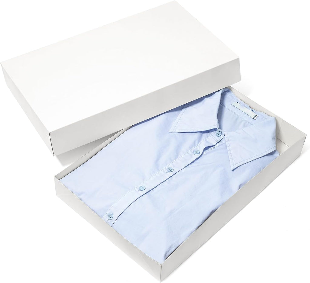Mefleet 12 Pack Gift Boxes with Lids Assorted Sizes - 6 Large 17" (4" Deep) & 6 Medium 14" (2" Deep) White Shirt Clothes Robe Sweater Box for Wrapping Christmas Presents, Holidays Gift