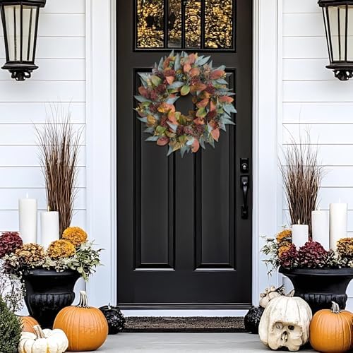 22-inch fall front door wreath artificial green brown, package contents