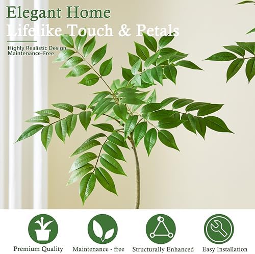 artificial sumac tree: 6ft faux mahonia fortunei tree showing dimensions