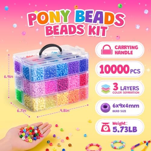 umikk 10000pcs pony beads, 30 colors plastic kandi, close-up detail