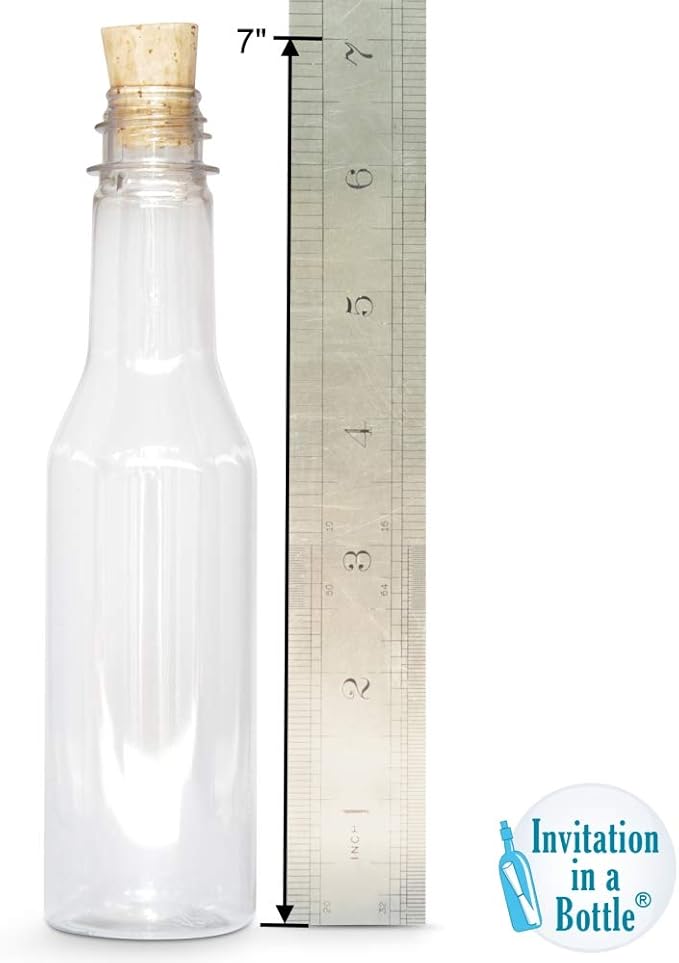 Plastic Bottles & Corks for Bottle Message Invitations, Announcements, DIY Craft, Party Favors & Sand Art - Clear Plastic (160 Bottles & Corks)