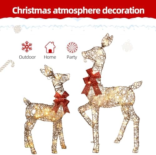 hoyechi 4ft christmas decorations outdoor lighted reindeer –, close-up detail