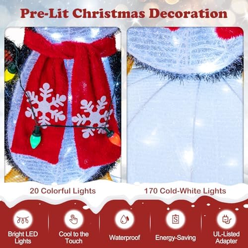 tangkula lighted christmas penguins & igloo, 3d north, front angle view