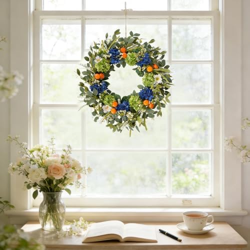 idyllic 26 inch spring summer wreath for front showing dimensions