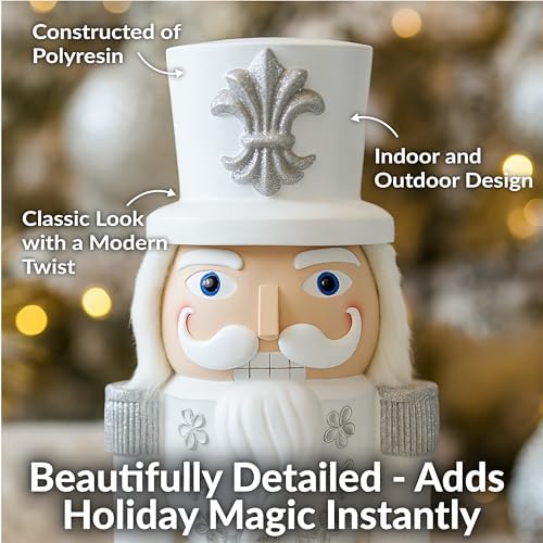 sunnydaze 3ft sterling the silver nutcracker christmas decoration, side view