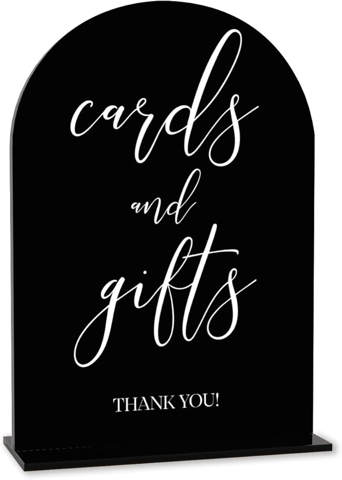 Black Cards and Gifts Sign, Wedding Engagement Bridal Shower Baby Shower Party Decor for Reception Reception, Weddings Acrylic Sign
