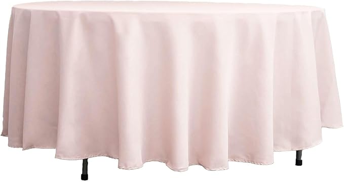 Efavormart Round Tablecloth, 108 Inch Stain & Wrinkle Resistant Washable Table Cloth, Decorative Polyester Fabric Table Cover for Banquet, Wedding, Dining- Blush