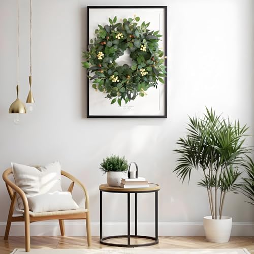 22-24" eucalyptus wreaths for front door,spring summer fall showing dimensions