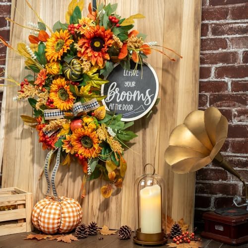fall wreaths for front door 24 inch outside on a desk or shelf