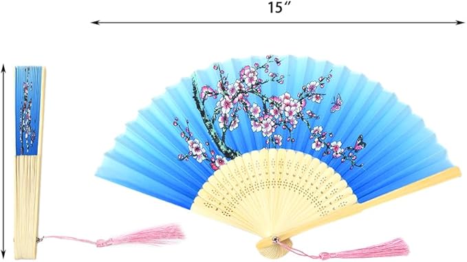 HUNANBANG 10 Pieces Oriental Bamboo Folding Hand Fans Church Wedding Gift, Party Favors, DIY Decoration Gift Size 8 1/4" Wholesale 10pack(bamboo10pack)