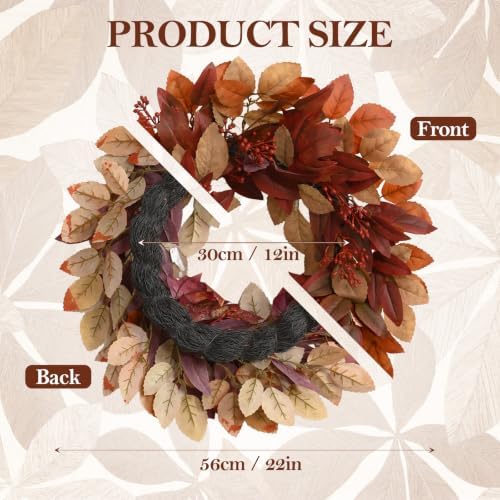 dn deconation fall wreath for home front door showing dimensions