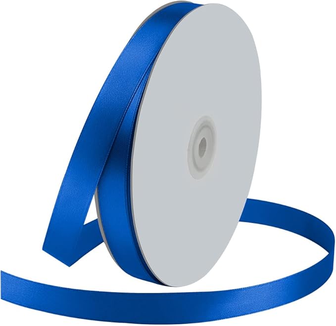 5/8" Wide x 100 Yards Single Face Polyester Satin Ribbon, Satin Ribbon for Crafts, Gift, Hair Bows, Wedding Party Decoration, Bow Making & Other Projects (Royal Blue)