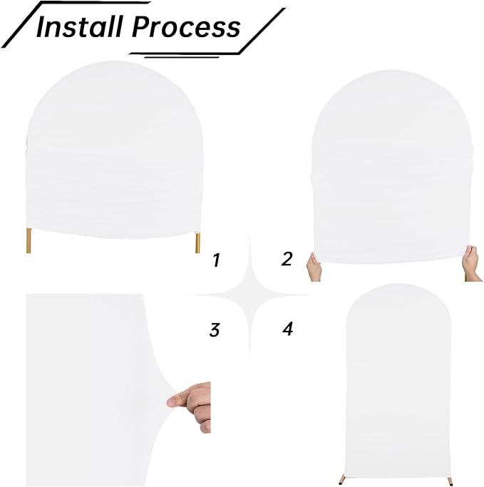 bricia Wedding Arch Backdrop Stand Cover, 6.6FT Double Sided Stretchy Arch Cover Fitted Wedding Birthday Party Banquet Decoration (White 79.2''Lx39.6''W)