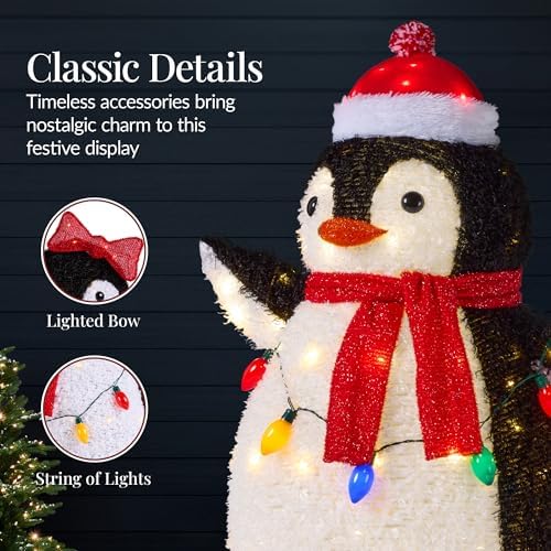 best choice products 4-piece lighted penguin family, large on a desk or shelf