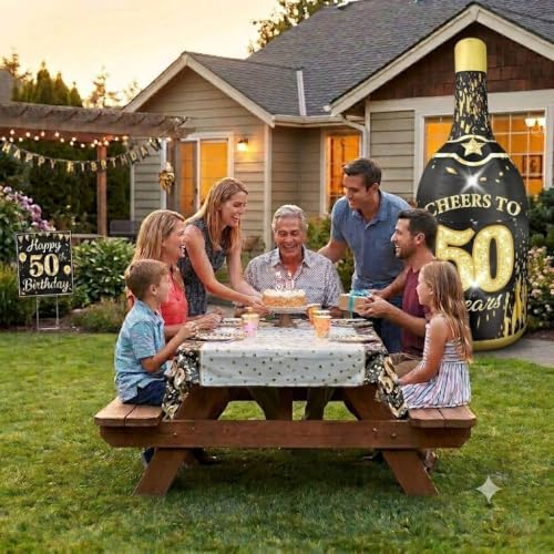 6ft 50th birthday inflatable outdoor champagne bottle decorations on a desk or shelf