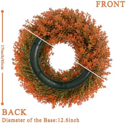u'artlines 17" fall front door boxwood wreaths, artificial, close-up detail