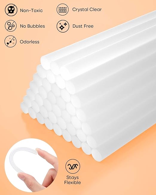 SHALL Full Size Hot Glue Sticks, 0.43” Dia x 4” Long, 120-pack Clear Hot Melt Glue Gun Sticks for All-Temp Glue Guns, Multipurpose for Kids Adults DIY Art Craft Sealing Repairing Festival Decoration