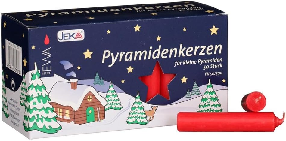 Jeka Kerzen Christmas Pyramid Carousel Candles, Medium 14mm - Red