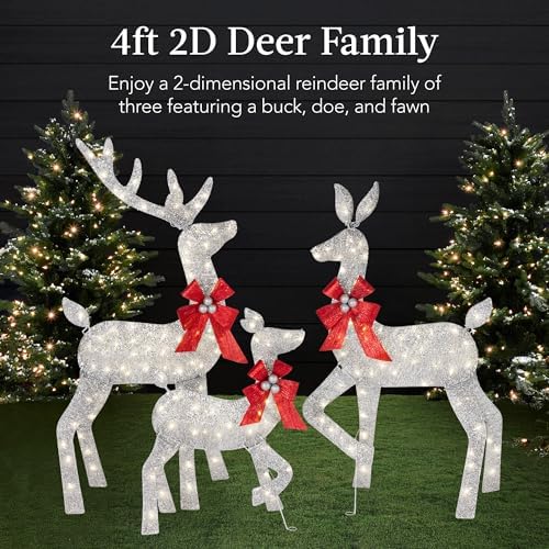 best choice products 4ft 3-piece 2d lighted christmas, close-up detail