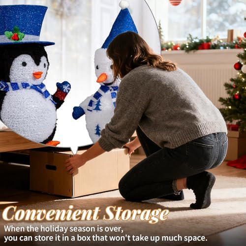 vingli 2 pack 28 inch lighted snowman penguin, view 9