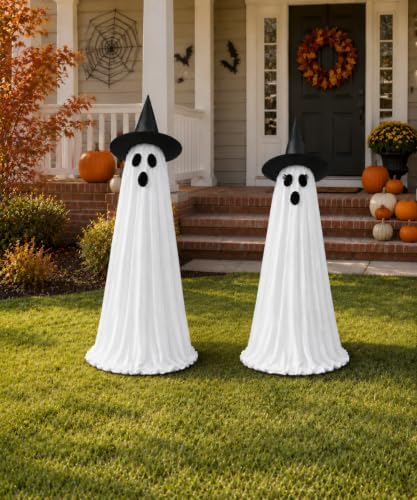 lighted halloween ghost decorations with remote & timer showing dimensions