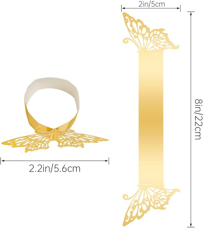 150PCS Butterfly Napkin Rings for Luxury Banquet Style, Reusable Paper Napkin Holders for Wedding Banquet Dinner Table Decor, and Catering Party Services (Gold)