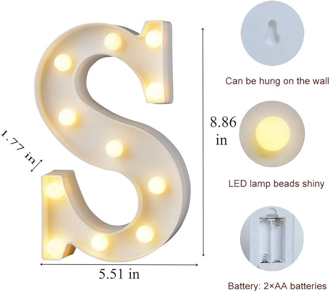 MUMUXI Marquee Light Up Letters | Large Light Up Numbers | Battery Powered and Bright with Every Letter of The Alphabet | for Wedding, Birthday, Party, Celebration, Christmas or Home Decoration (S)