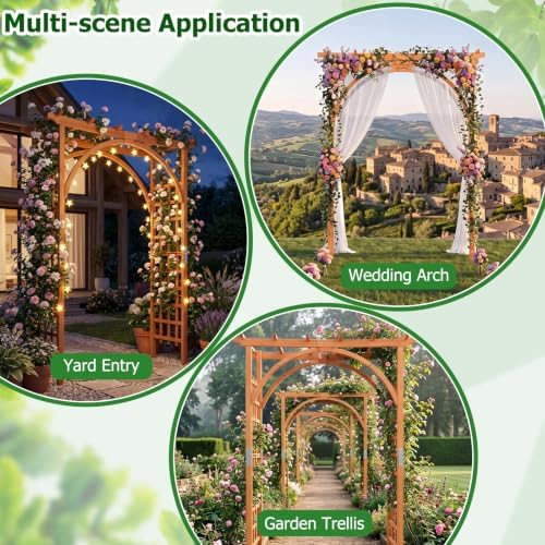 wood arbor, 84 inch wooden garden arch with, front angle view