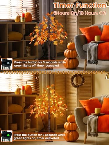 4/5/6ft 300 led lighted maple tree, artificial fall, side view