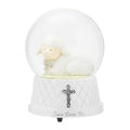 DEMDACO Jesus Loves Me Musical Water Globe - Lamb Snow Globe - Baby Blessing Keepsake - Small Silver Cross - Religious Gift for Kids - Resin & Stone - Great for Blessings & Celebrations