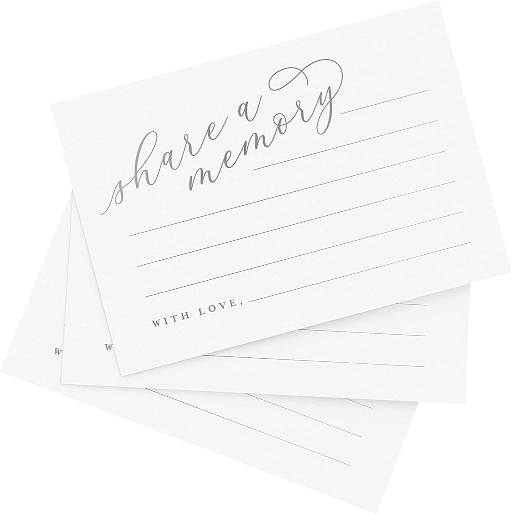 Bliss Collections Silver Foil Share a Memory Cards, Pack of 50, 4x6 Cards for Wedding, Shower, Birthday, Funeral, Celebration of Life, Retirement, Graduation, Going Away, Life Memories, USA Made