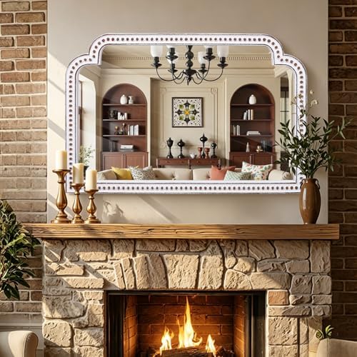 24x36 inch ornate scalloped arch mirror, wooden antique, package contents