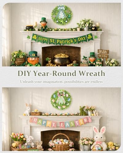ddhs 20" boxwood wreaths front door, artificial spring, close-up detail